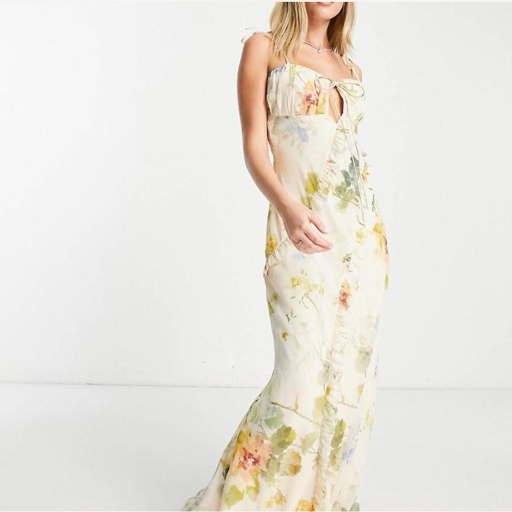 Hope & Ivy Floral Ruffle Maxi Dress - Size 12 - Fully Lined BNWT